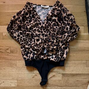 Amanda Uprichard Leopard Print Bodysuit